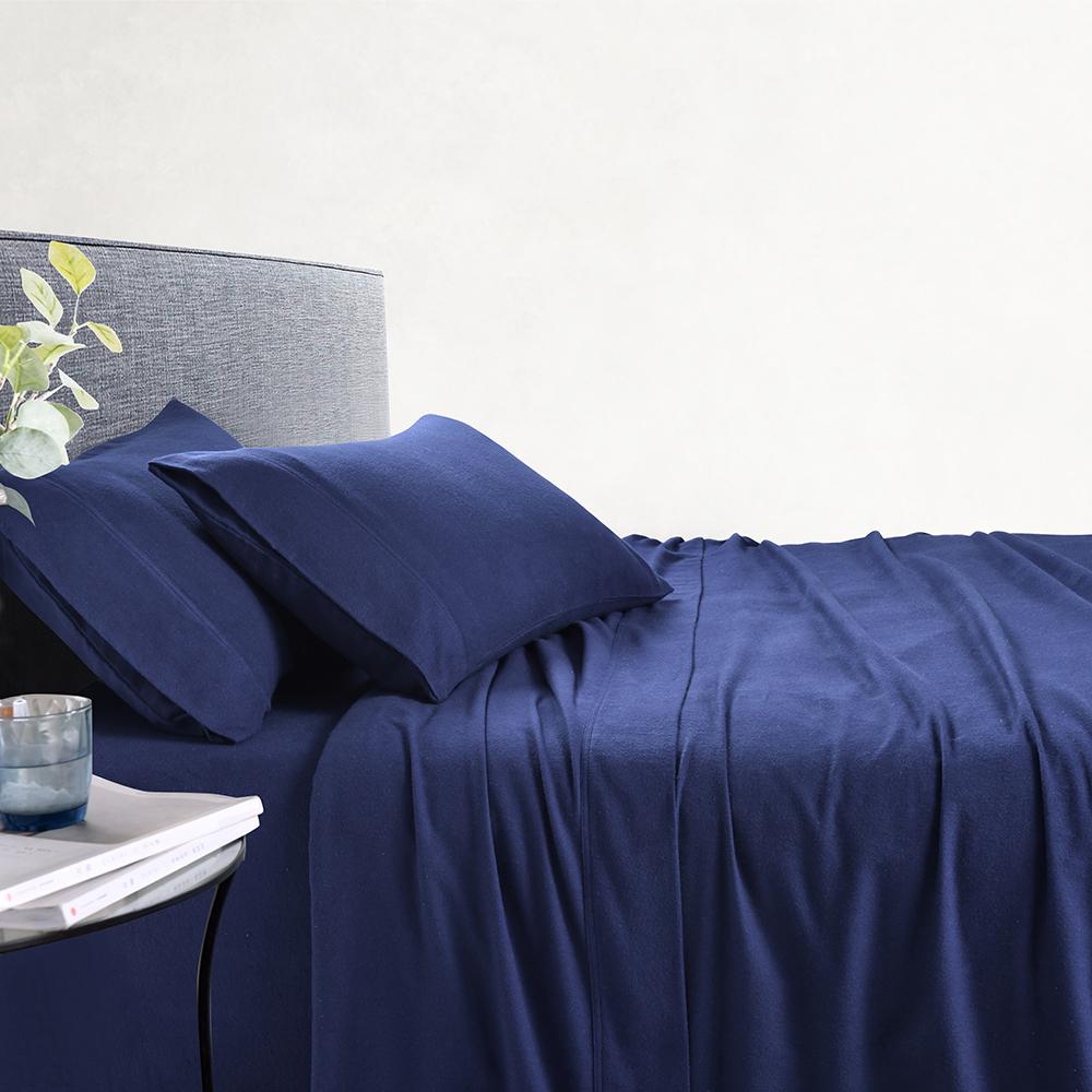 Amor 100% Cotton Thermal Soft Flannelette Sheet Set 170GSM Midnight
