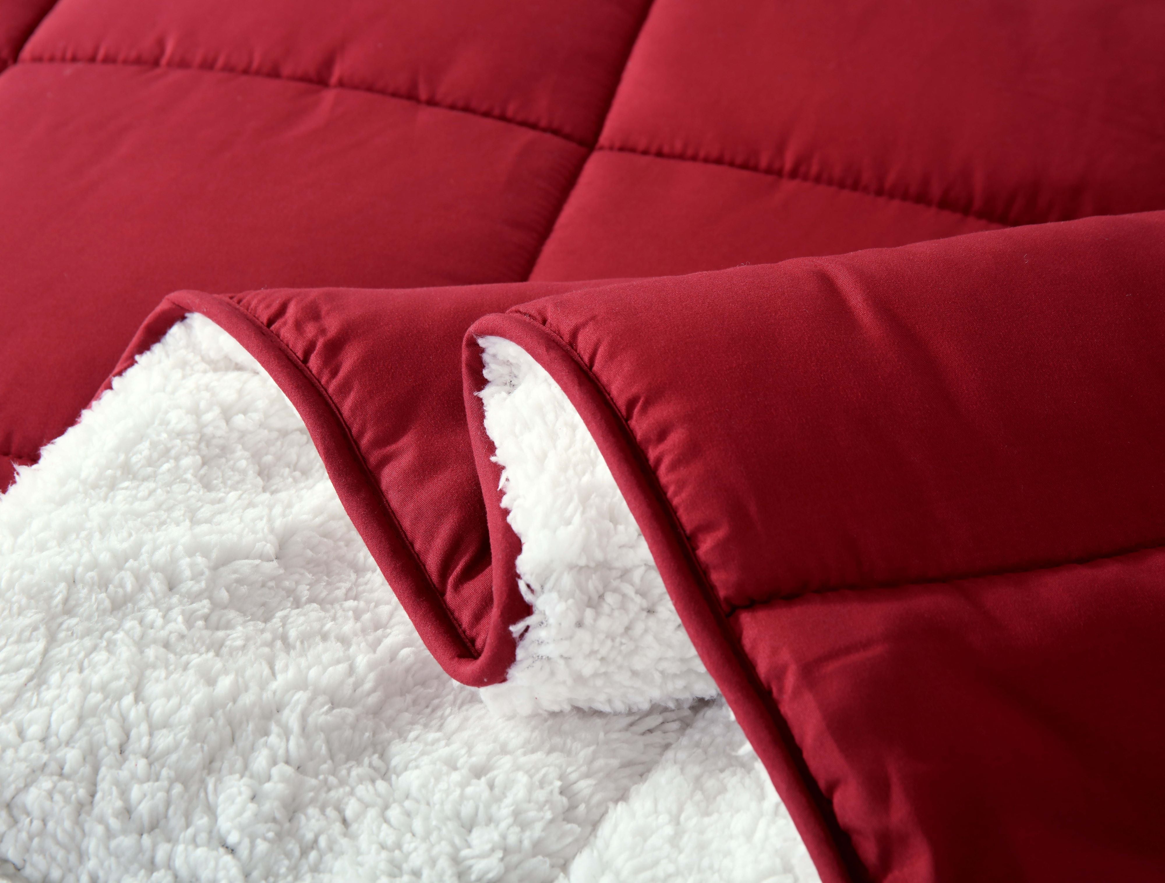 Winter Weight Super King Size Reversible Plush Soft Sherpa Comforter Quilt