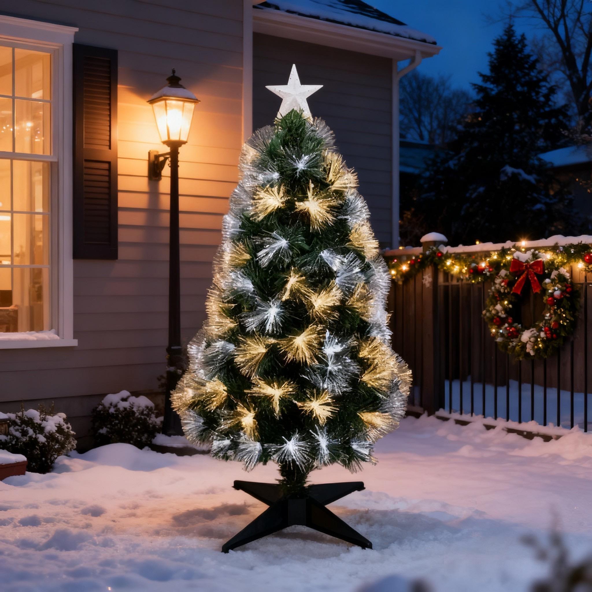 90cm Large RGB Fibre Optic Christmas Tree 8 Lighting Modes Memory Function Battery USB Powered for Home Party Decor