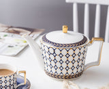 New Design Retro Blue Rings Bone China Tea & Coffee Set