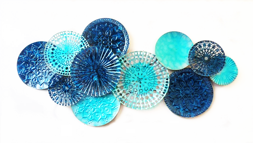 Metal Wall Art - Blue Circles with Pattern