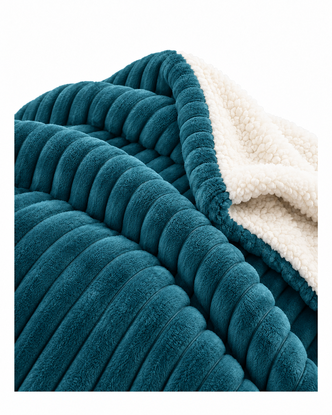 Stripe Flannel Sherpa Blanket/Comforter Set Teal