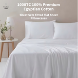 1000TC 100% Premium Egyptian Cotton Sheet Sets Fitted Flat Sheet Pillowcases All Size