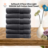 Softouch 6 Piece Ultra Light 500GSM Soft Cotton Hand Towel in Charcoal