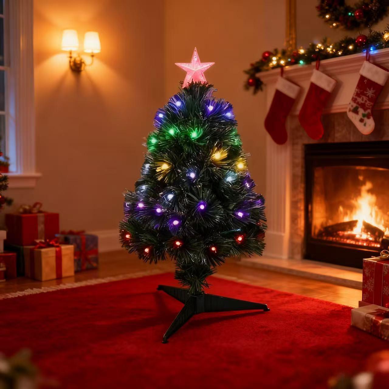 60cm Colourful Fibre Optic Christmas Tree RGB 8 Lighting Modes Memory Function Battery USB Powered for Home Party Decor