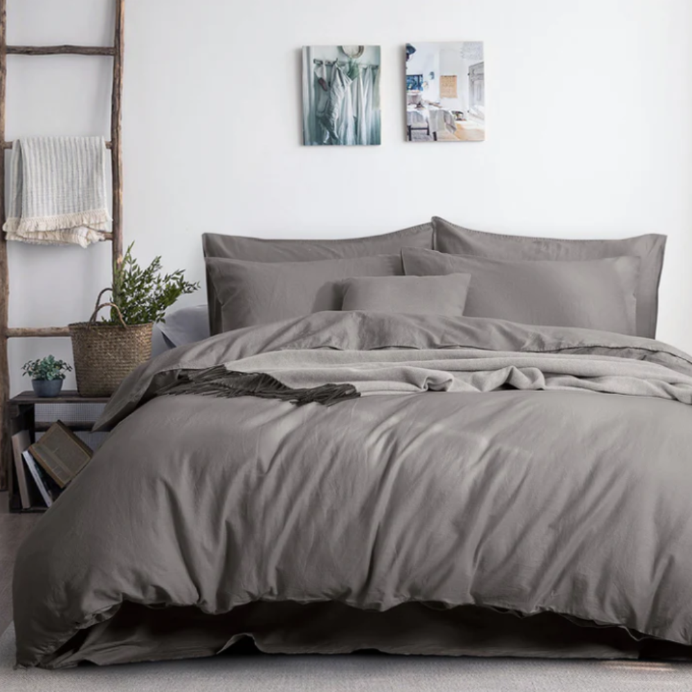 Luxurious Linen Cotton Quilt Cover Set Queen King