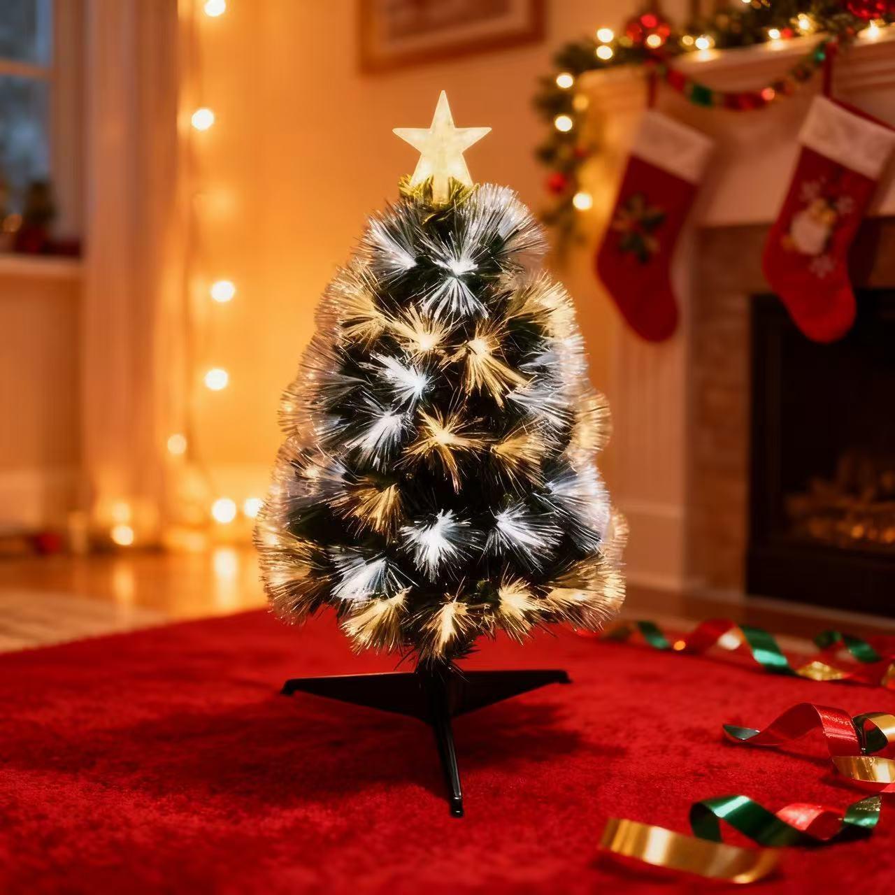 60cm Colourful Fibre Optic Christmas Tree RGB 8 Lighting Modes Memory Function Battery USB Powered for Home Party Decor