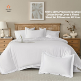 400TC 100% Premium Egyptian Cotton Duvet Cover & Fitted Sheet Set Pillowcases All Sizes
