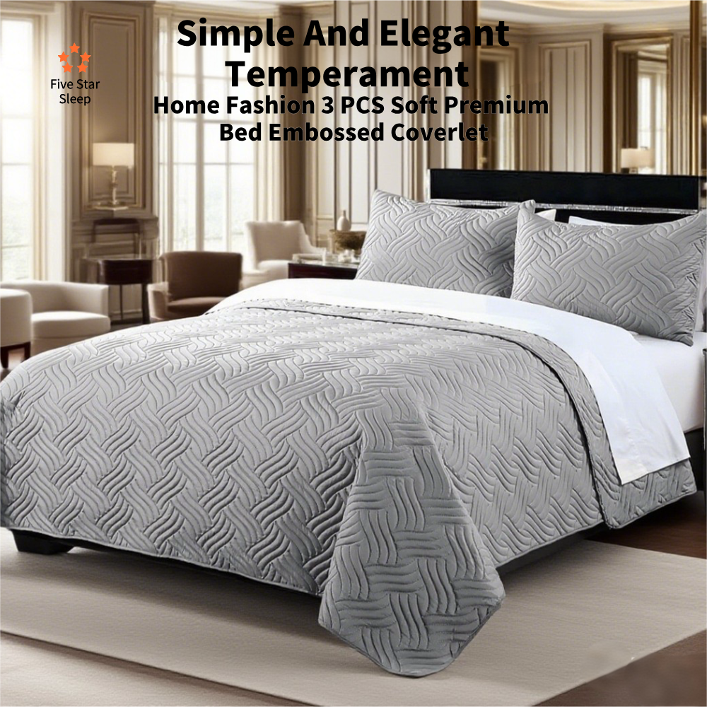 Home Fashion 3 PCS Soft Premium Bed Embossed Coverlet Queen King