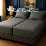 Comfort Split King Sheet Set  Wrinkle Free Microfiber, Dual Fitted Sheets