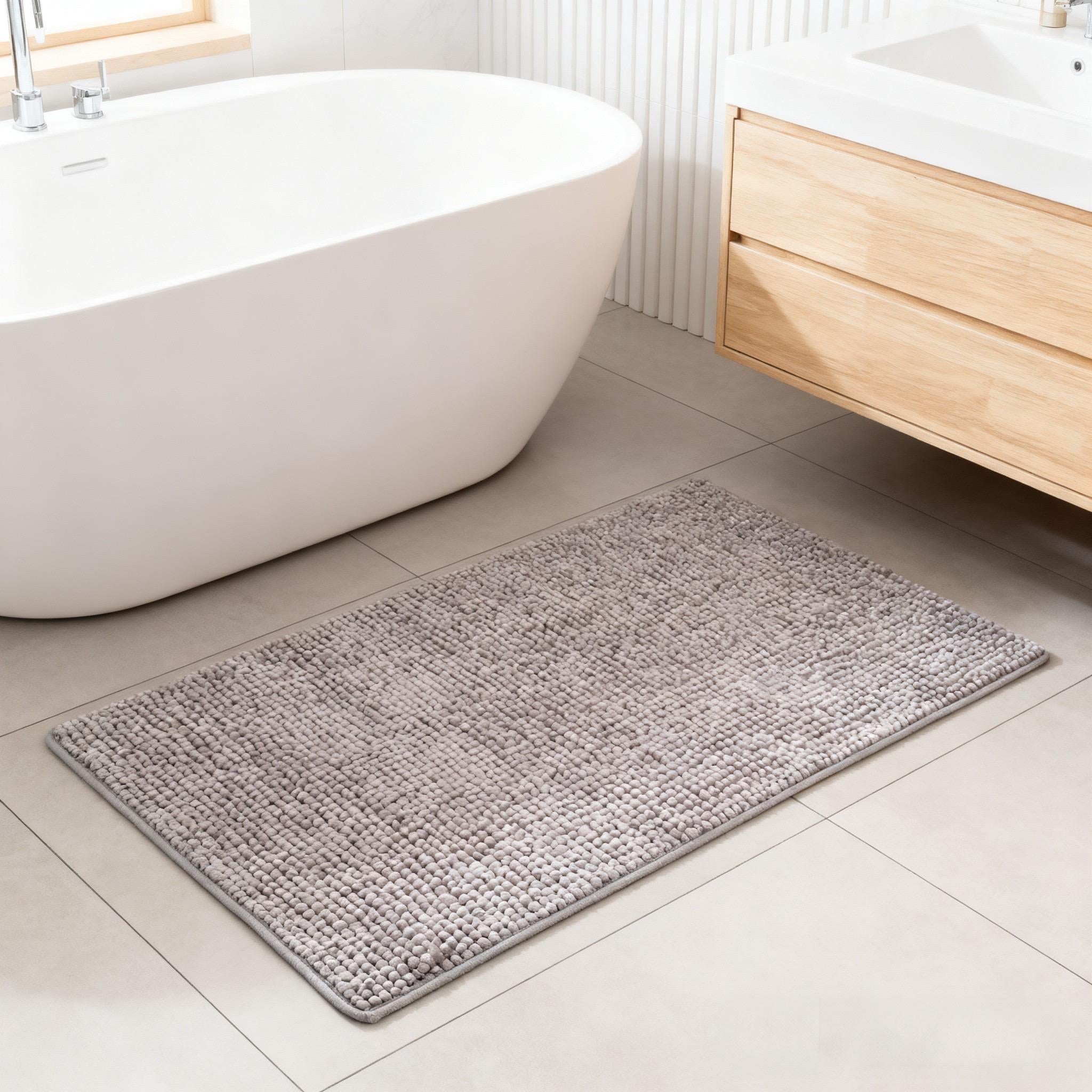 Luxury Chenille Bath Mat | Super Absorbent, Quick-Dry & Non-Slip | 80x50CM Shower Rug in Charcoal