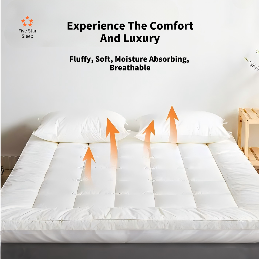 1000GSM Bamboo Cotton Fitted Mattress Topper