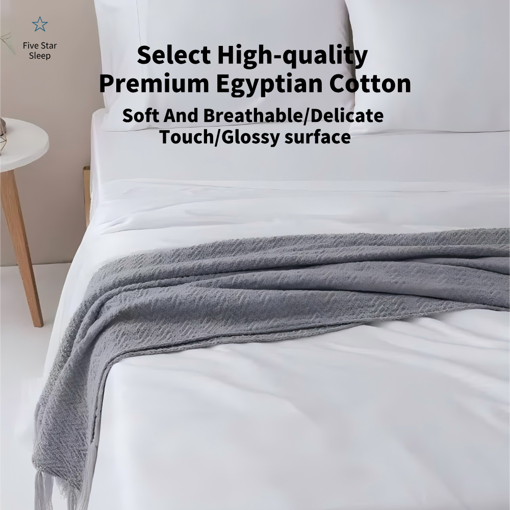 1000TC 100% Premium Egyptian Cotton Sheet Sets Fitted Flat Sheet Pillowcases All Size