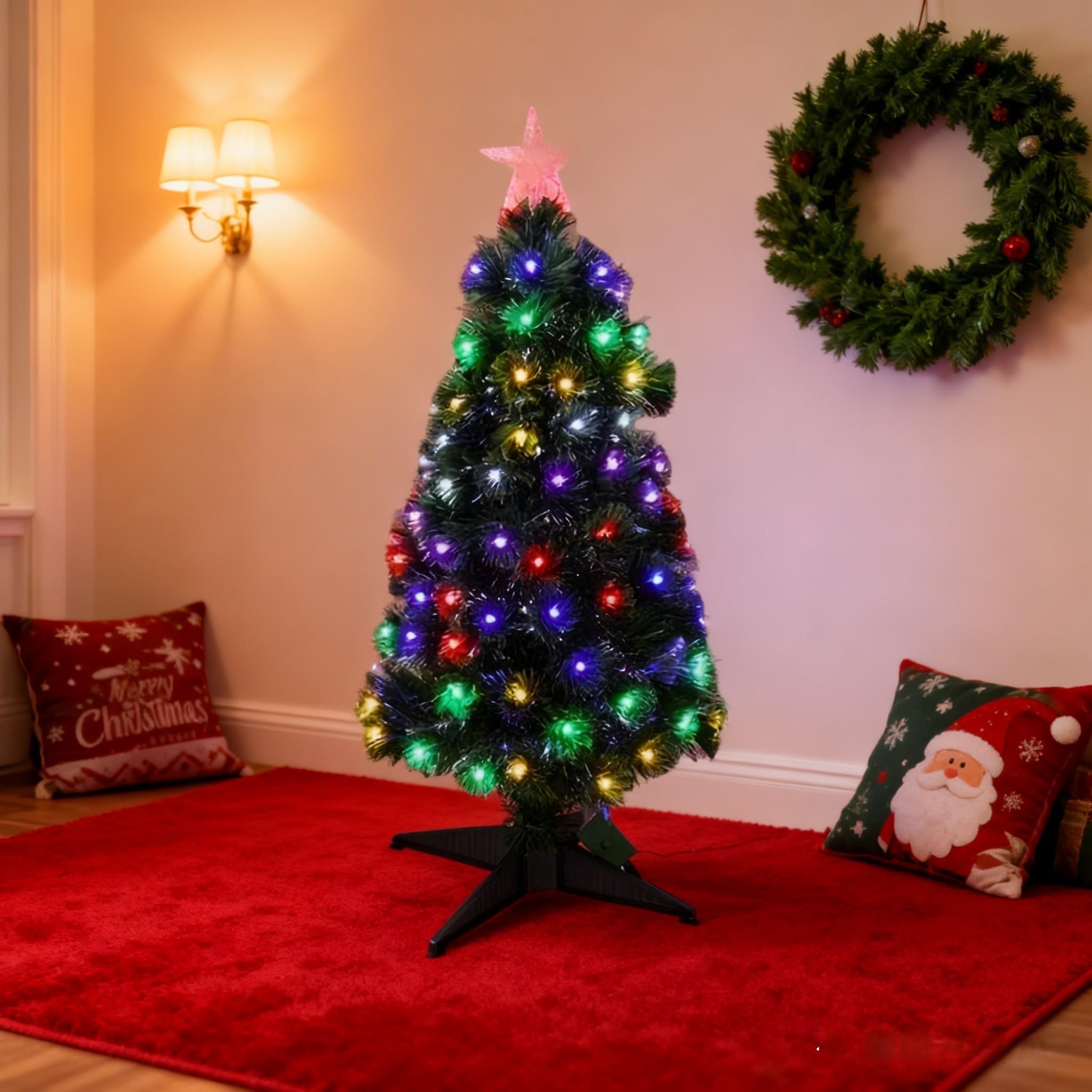 90cm Large RGB Fibre Optic Christmas Tree 8 Lighting Modes Memory Function Battery USB Powered for Home Party Decor