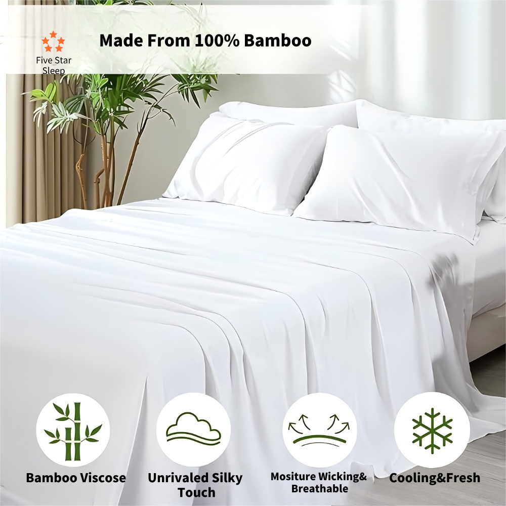 Softouch 100% Natural Premium Bamboo Sheet Sets Pillowcases Flat Fitted Sheet All Size