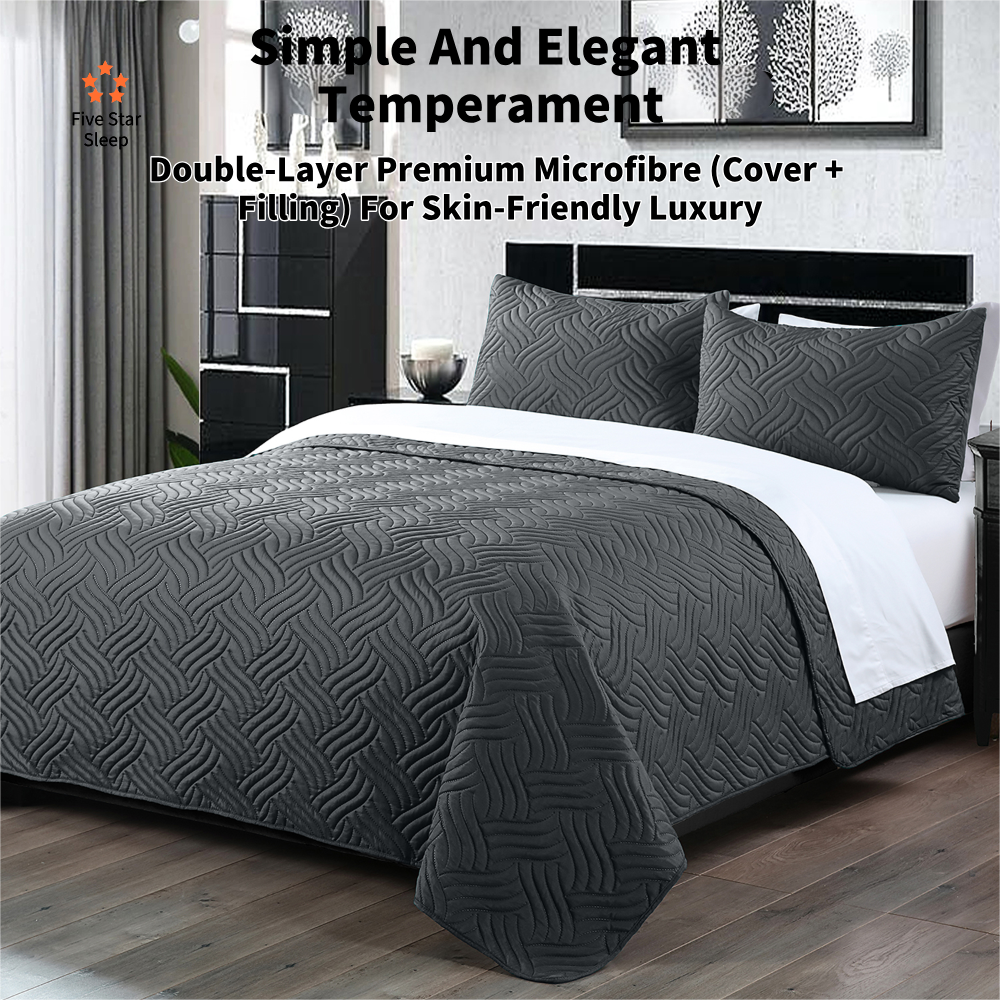 Home Fashion 3 PCS Soft Premium Bed Embossed Coverlet Queen King