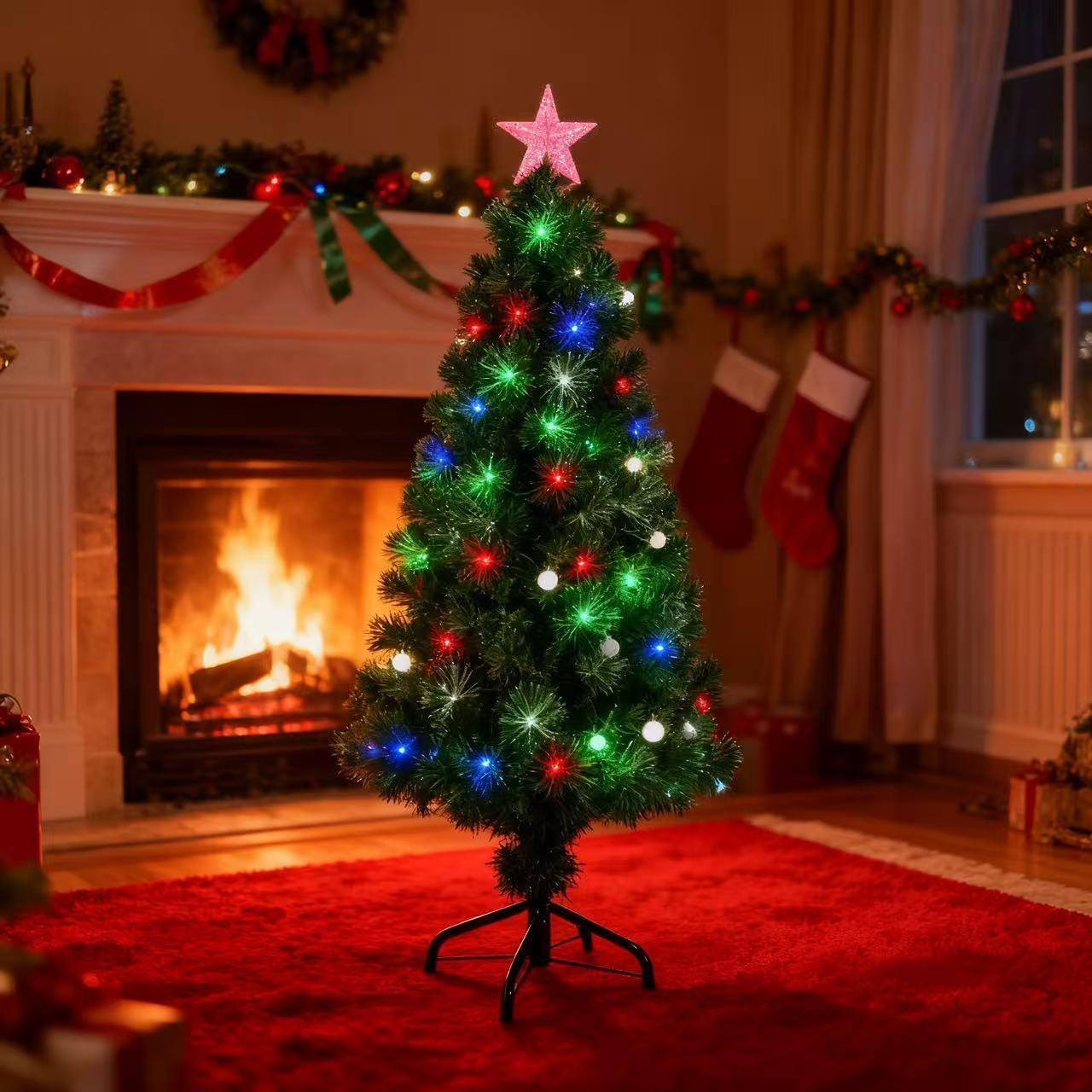 90cm Large Fibre Optic Christmas Tree with 8 Lighting Modes & Memory Function, IP44 Waterproof, Battery/USB Powered for Indoor Outdoor Use