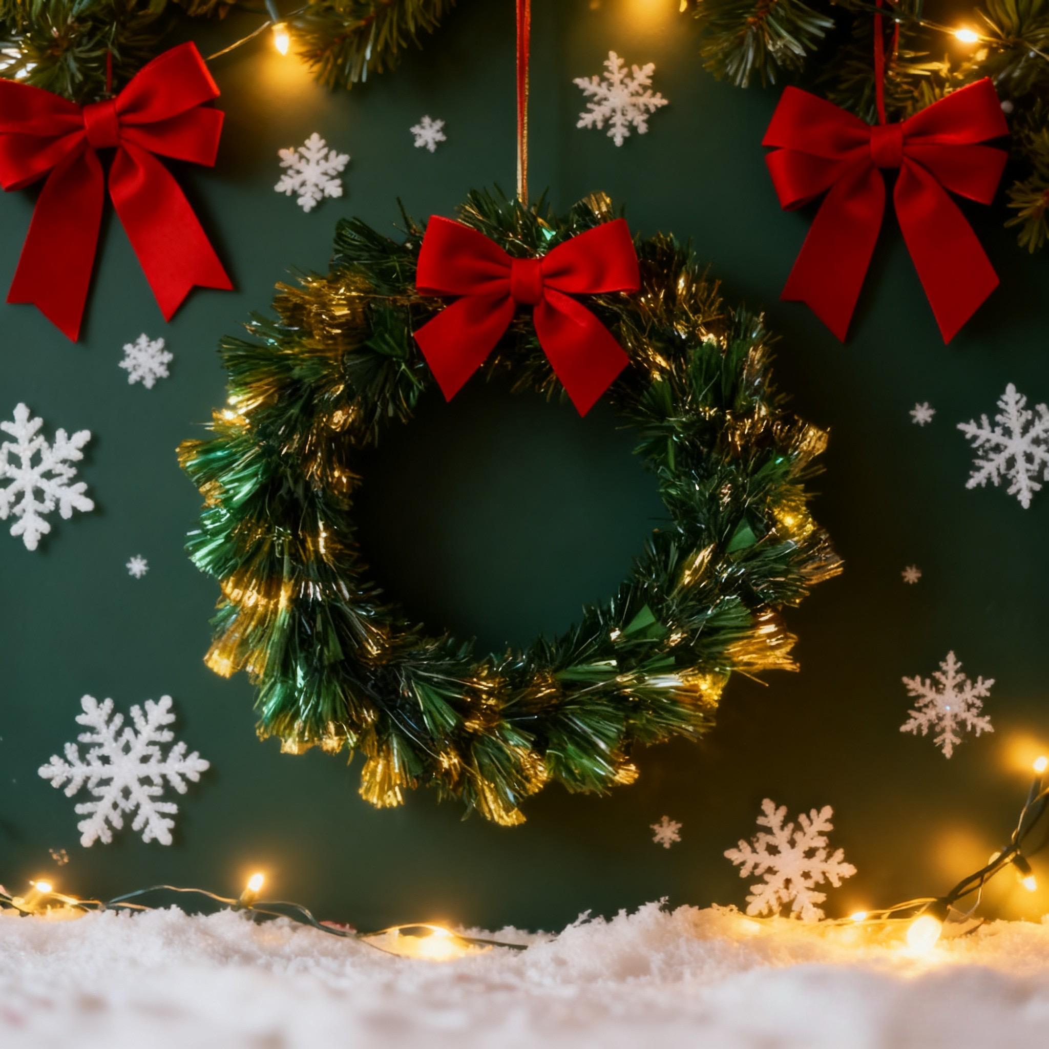 50cm Fibre Optic Christmas Wreath with LED Lights 8 Lighting Modes Battery USB Powered for Door Wall Decor