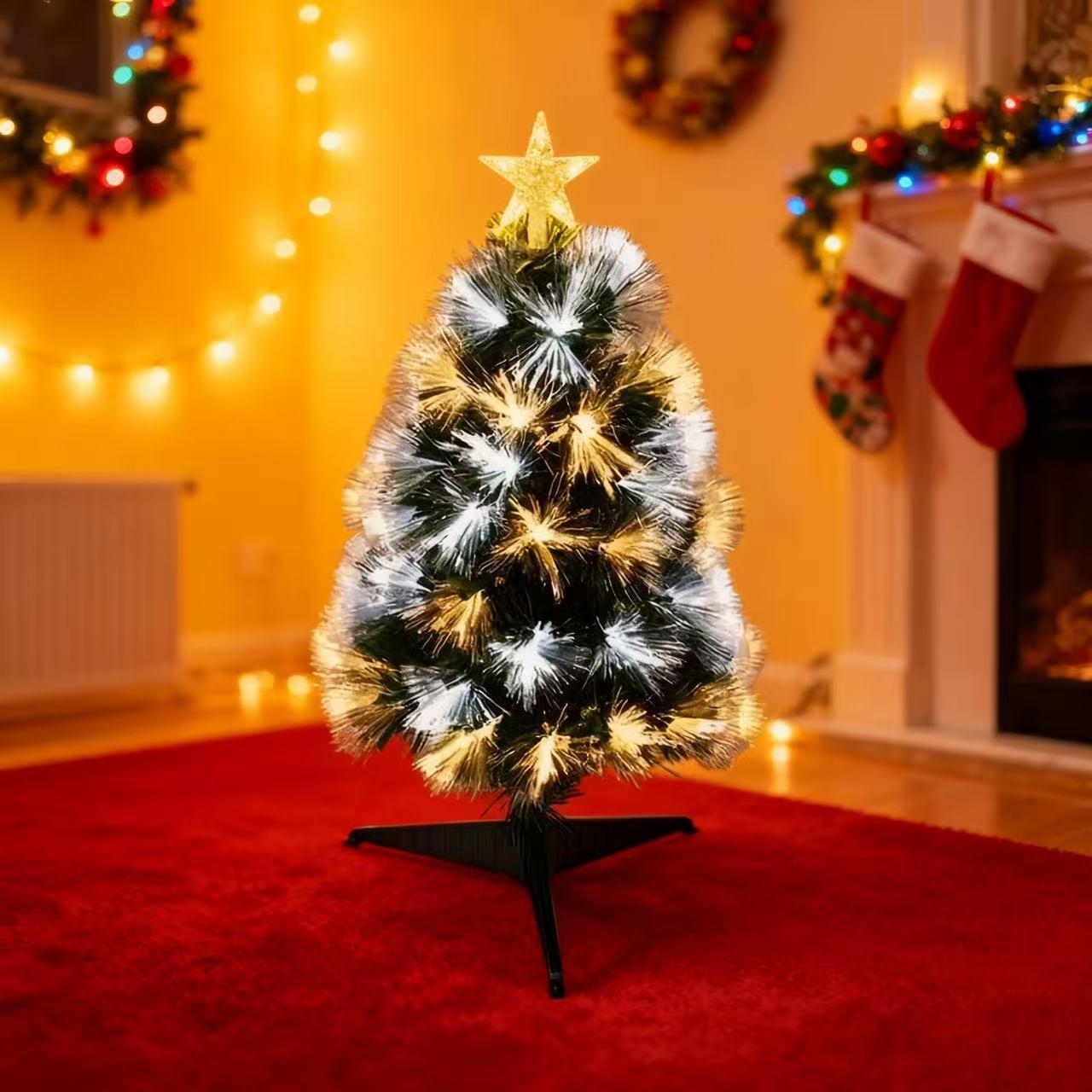 60cm Colourful Fibre Optic Christmas Tree RGB 8 Lighting Modes Memory Function Battery USB Powered for Home Party Decor