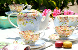 Popular Blue Flowers Bone China Tea & Coffee Set