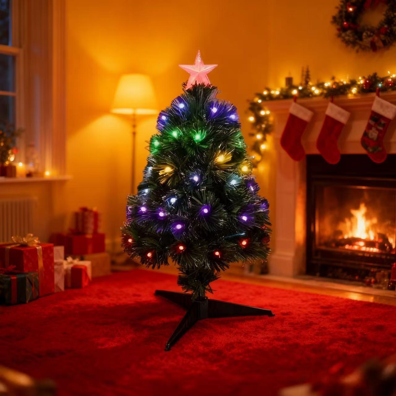 60cm Colourful Fibre Optic Christmas Tree RGB 8 Lighting Modes Memory Function Battery USB Powered for Home Party Decor