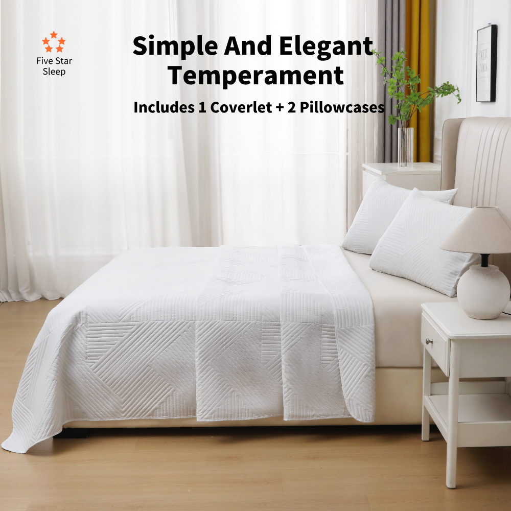 Home Fashion Geometry 3 PCS Soft Premium Bed Embossed Coverlet