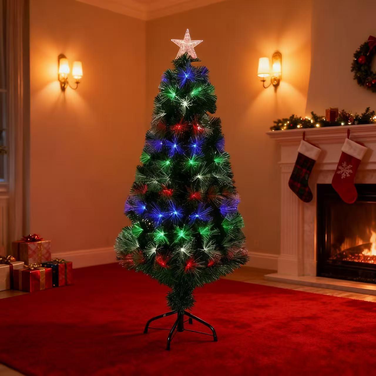 50cm Fibre Optic Christmas Tree with 8 Lighting Modes, Memory Function, IP44 Rated, Battery/USB Powered, Indoor Outdoor Decor