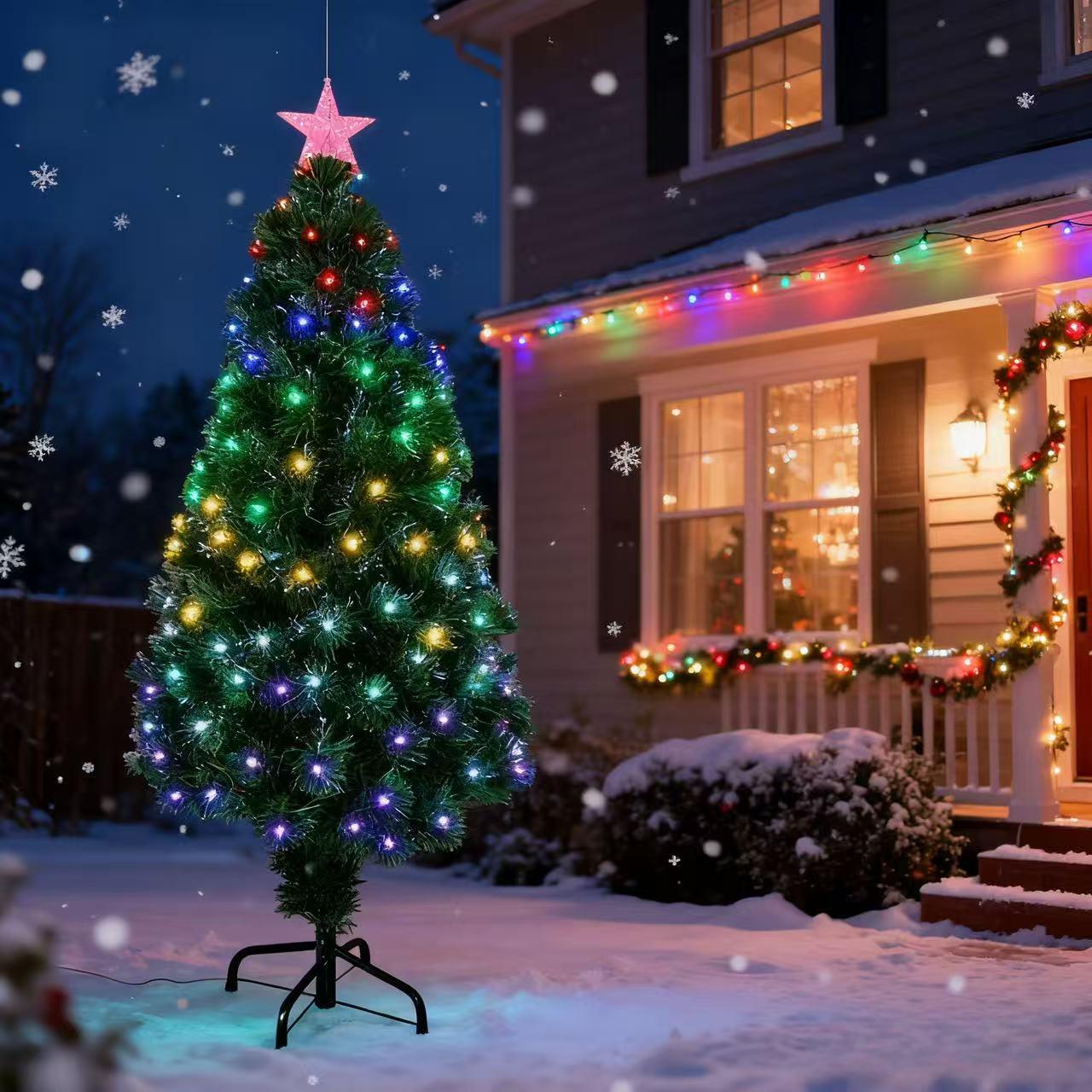 120cm Large Fibre Optic Christmas Tree with Lights 8 Lighting Modes Memory Function Battery USB Powered for Home Decor