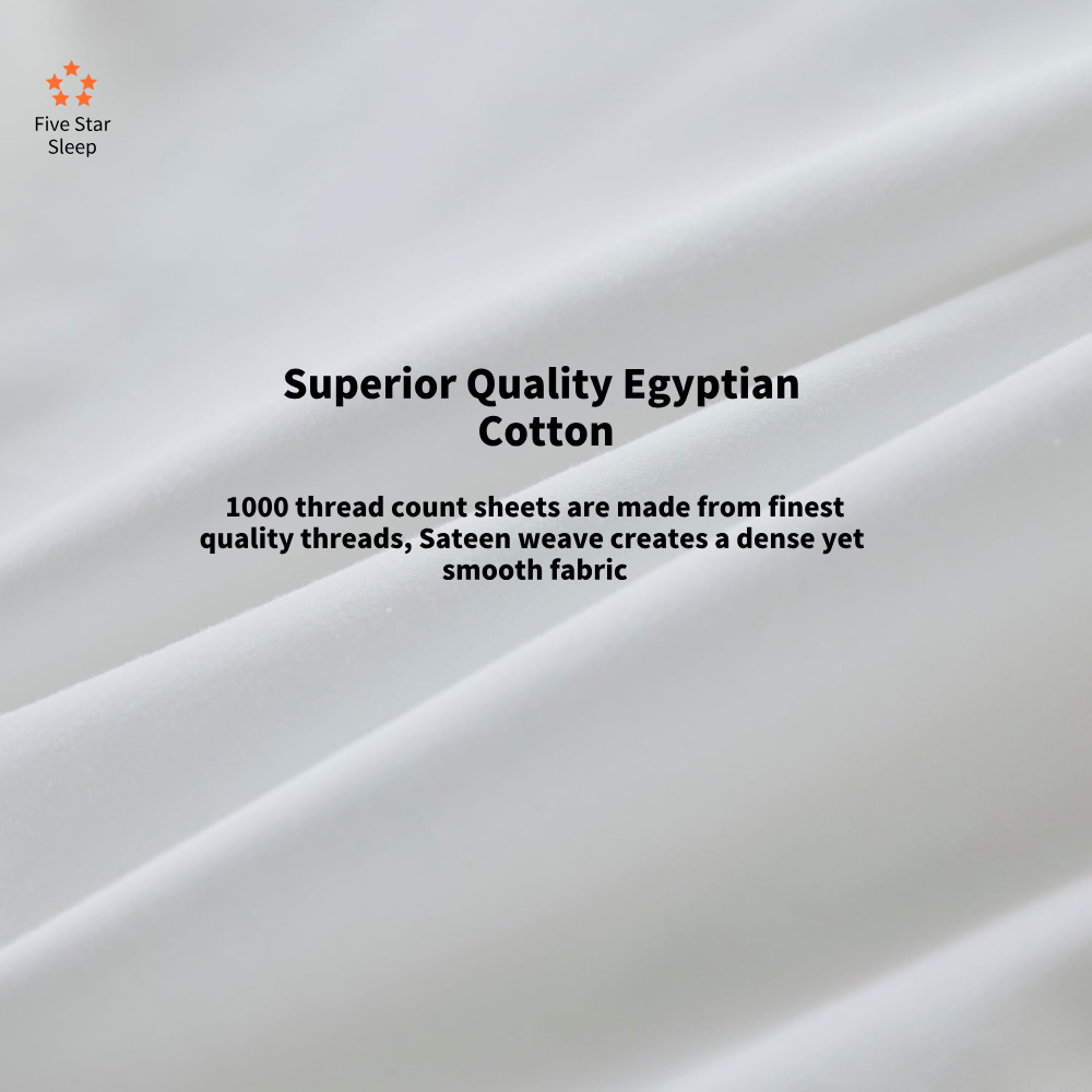 Amor 1000TC Premium 100% Egyptian Cotton 1 Fitted Sheet 2 Pillowcases Sets