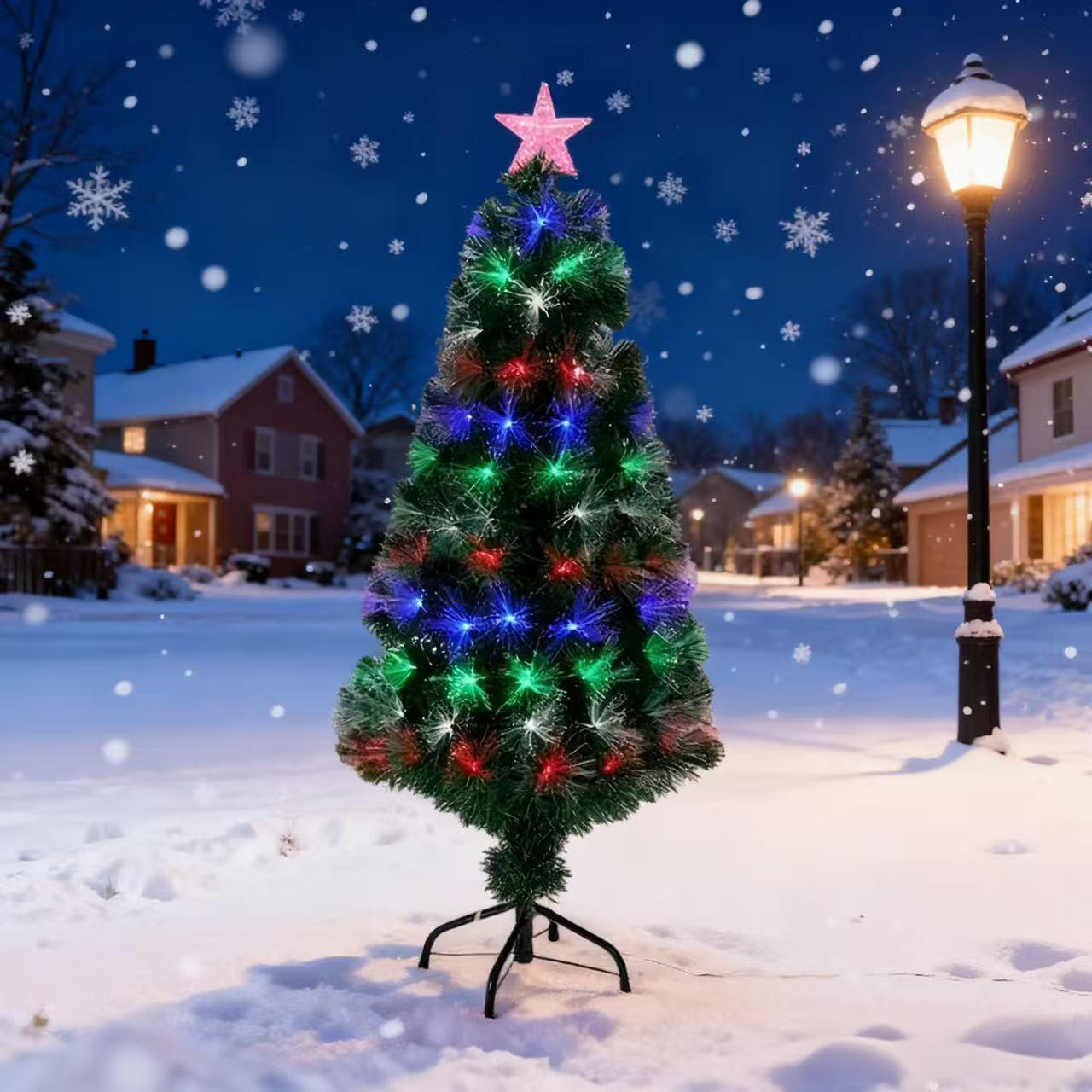 50cm Fibre Optic Christmas Tree with 8 Lighting Modes, Memory Function, IP44 Rated, Battery/USB Powered, Indoor Outdoor Decor