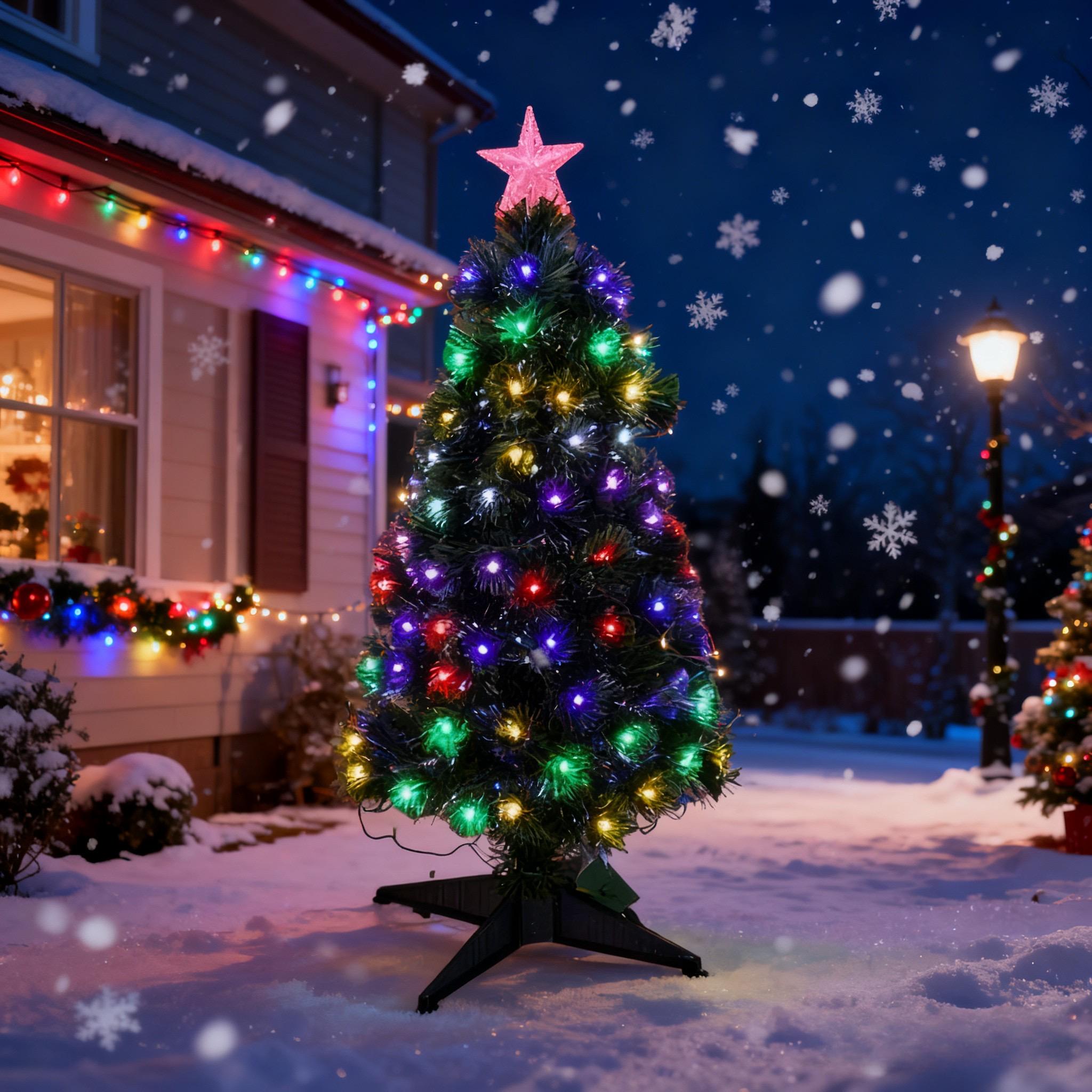 90cm Large RGB Fibre Optic Christmas Tree 8 Lighting Modes Memory Function Battery USB Powered for Home Party Decor