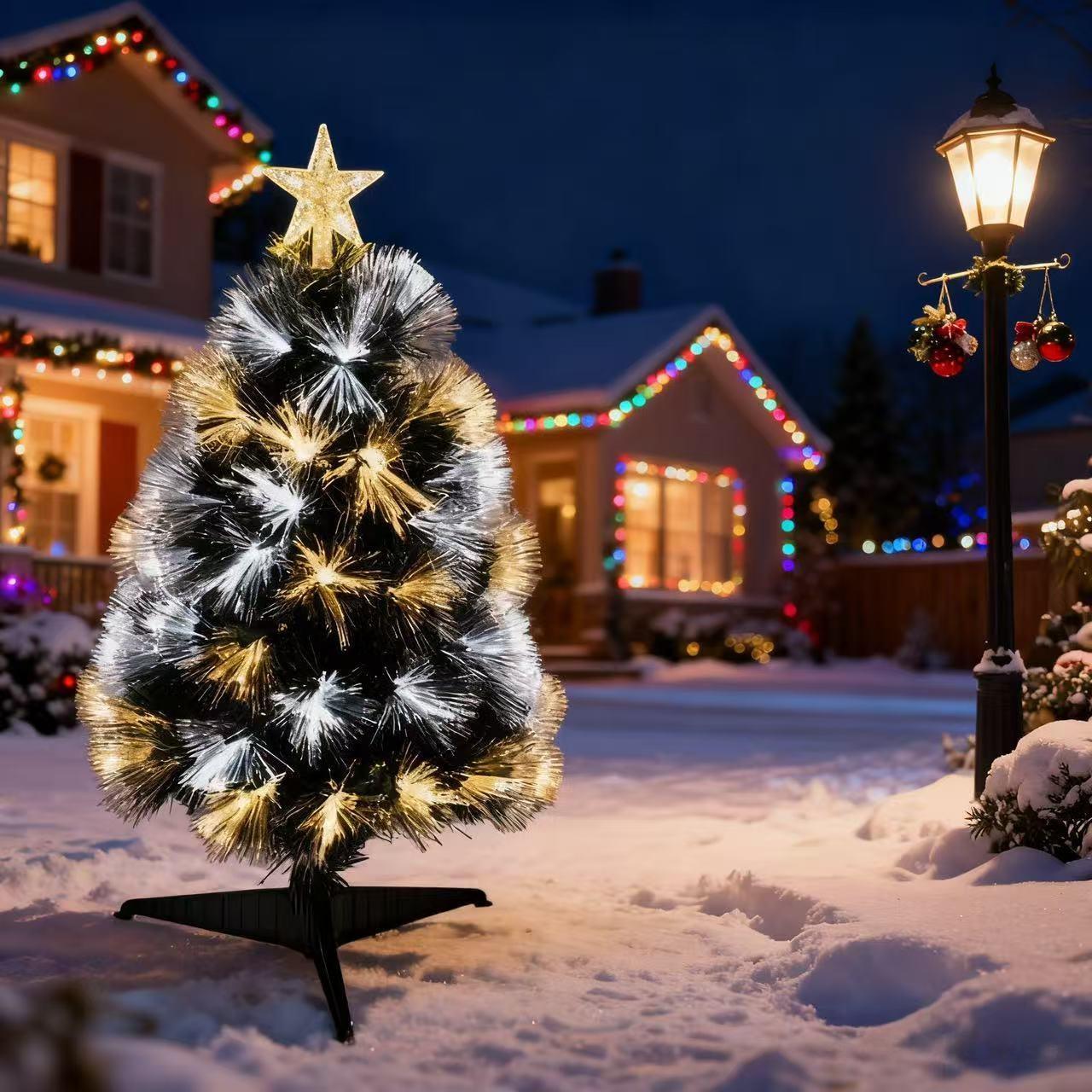 60cm Colourful Fibre Optic Christmas Tree RGB 8 Lighting Modes Memory Function Battery USB Powered for Home Party Decor