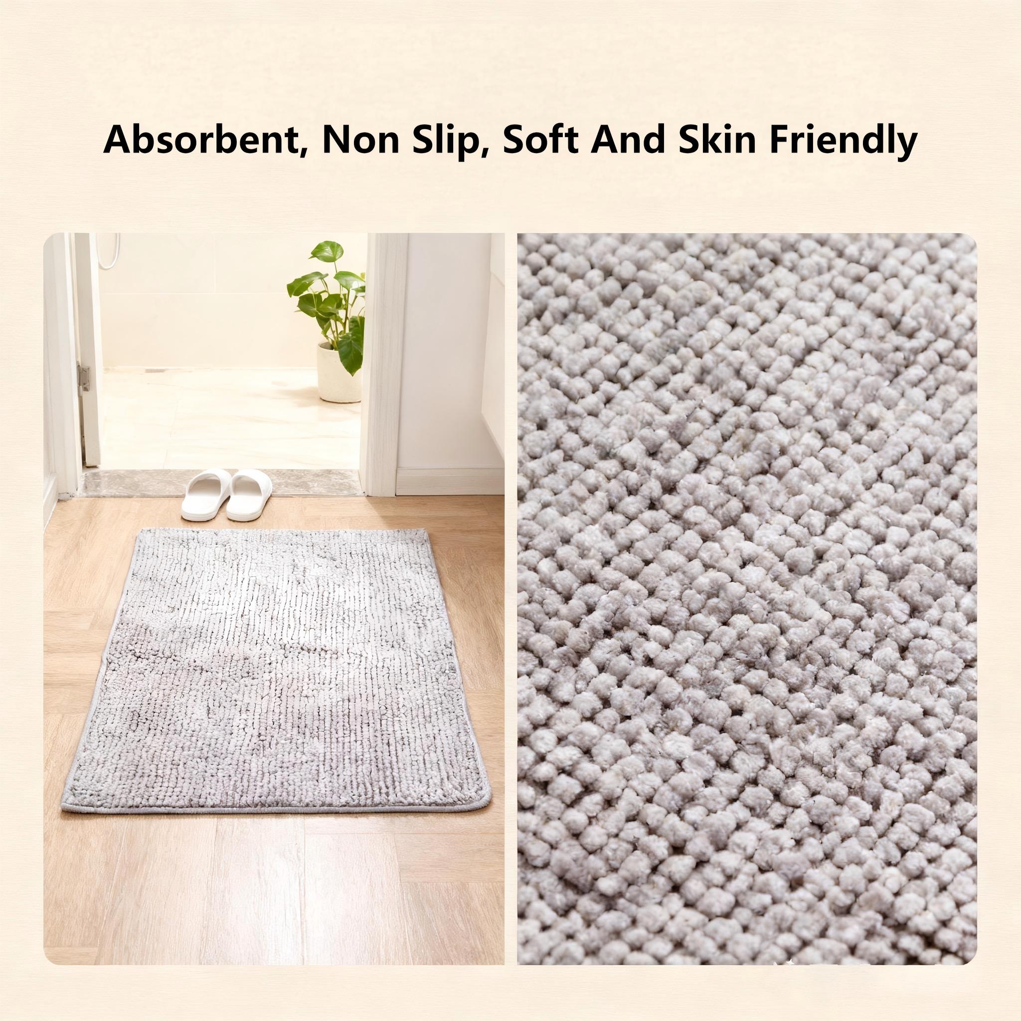 Luxury Chenille Bath Mat | Super Absorbent, Quick-Dry & Non-Slip | 80x50CM Shower Rug in Charcoal