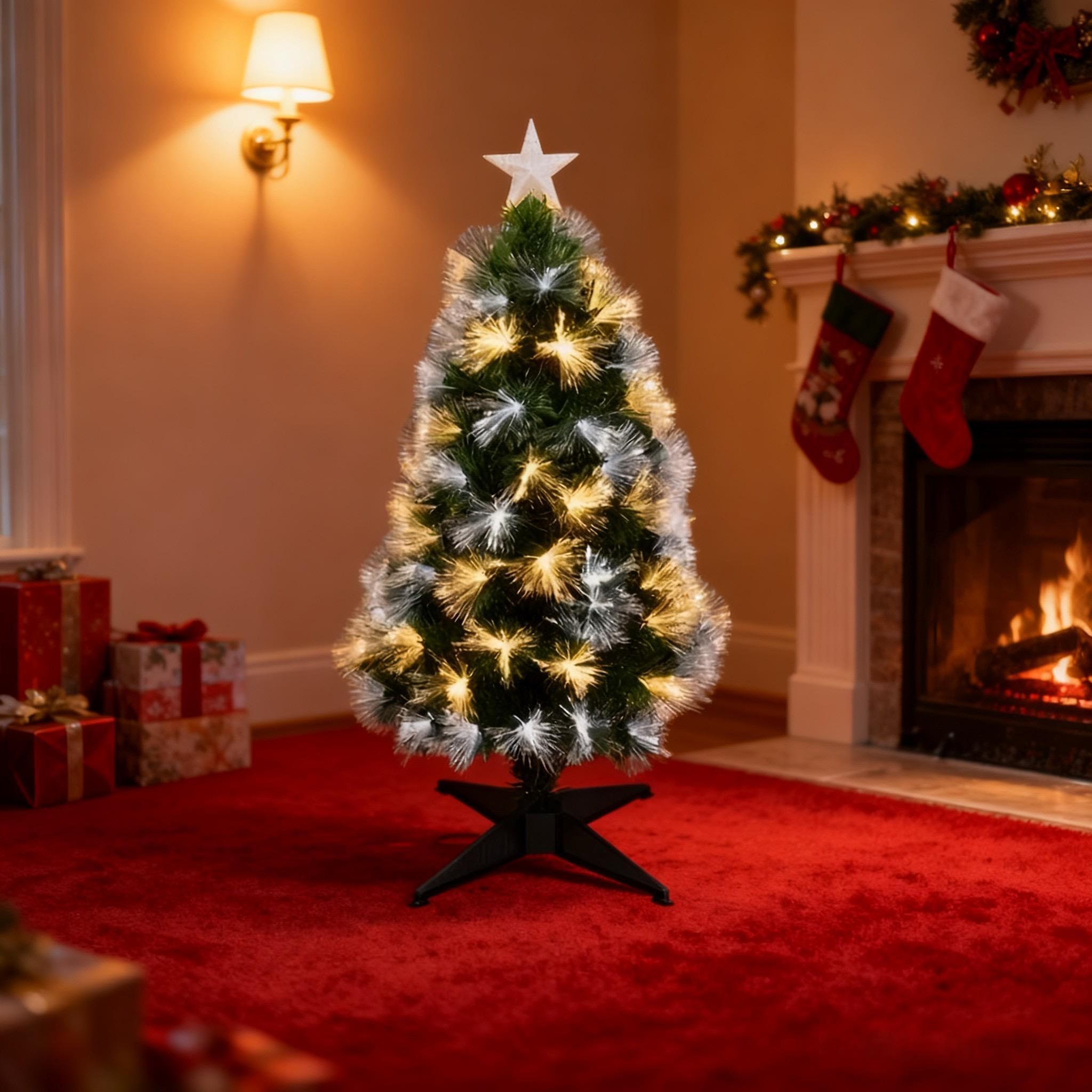 90cm Large RGB Fibre Optic Christmas Tree 8 Lighting Modes Memory Function Battery USB Powered for Home Party Decor