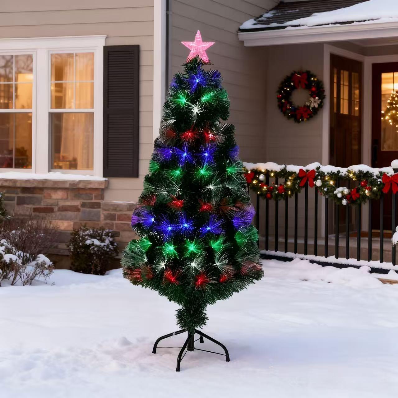 50cm Fibre Optic Christmas Tree with 8 Lighting Modes, Memory Function, IP44 Rated, Battery/USB Powered, Indoor Outdoor Decor