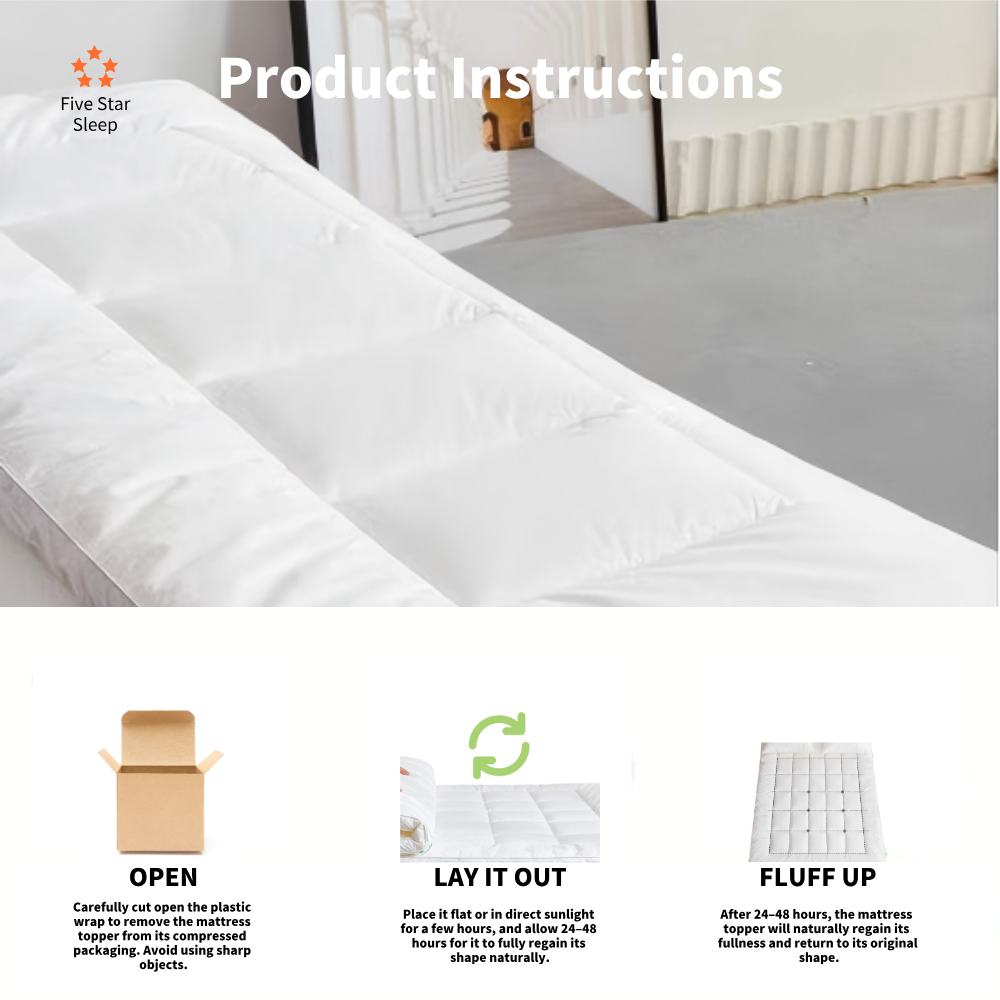 1000GSM Bamboo Cotton Fitted Mattress Topper