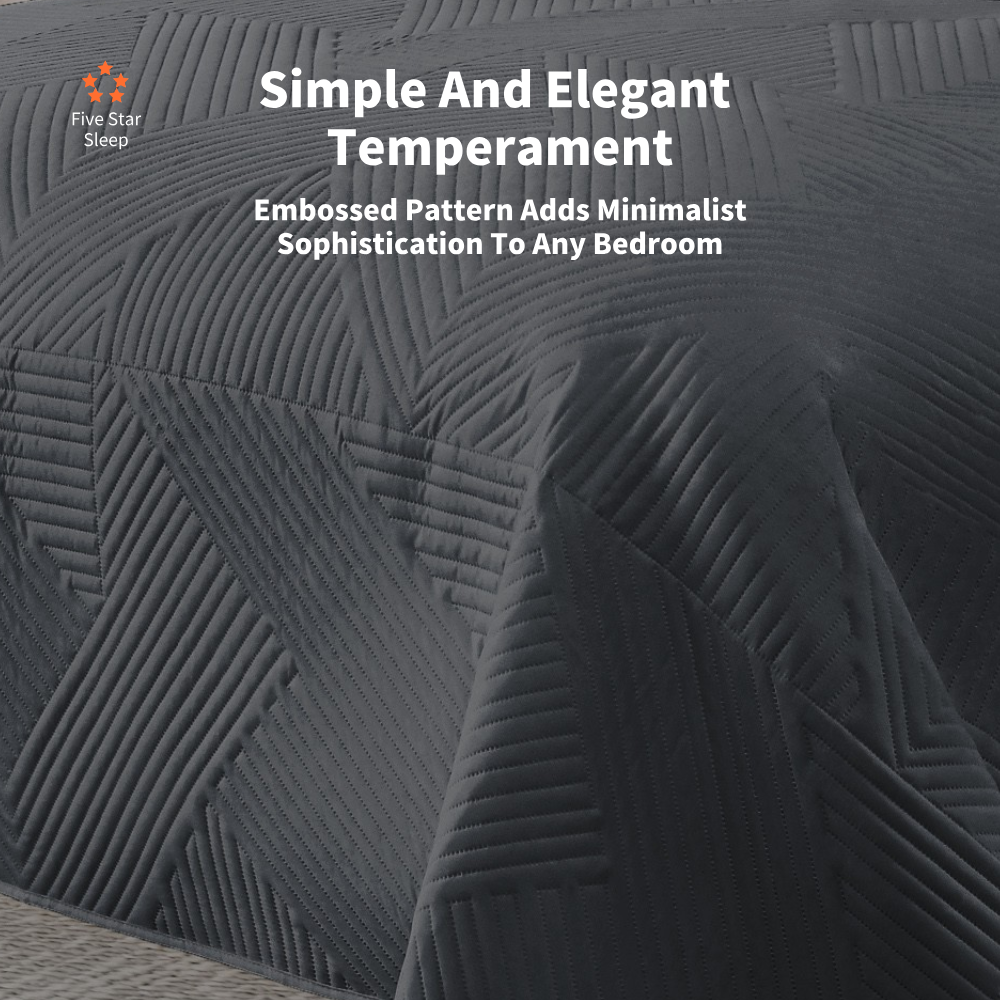 Home Fashion Geometry 3 PCS Soft Premium Bed Embossed Coverlet