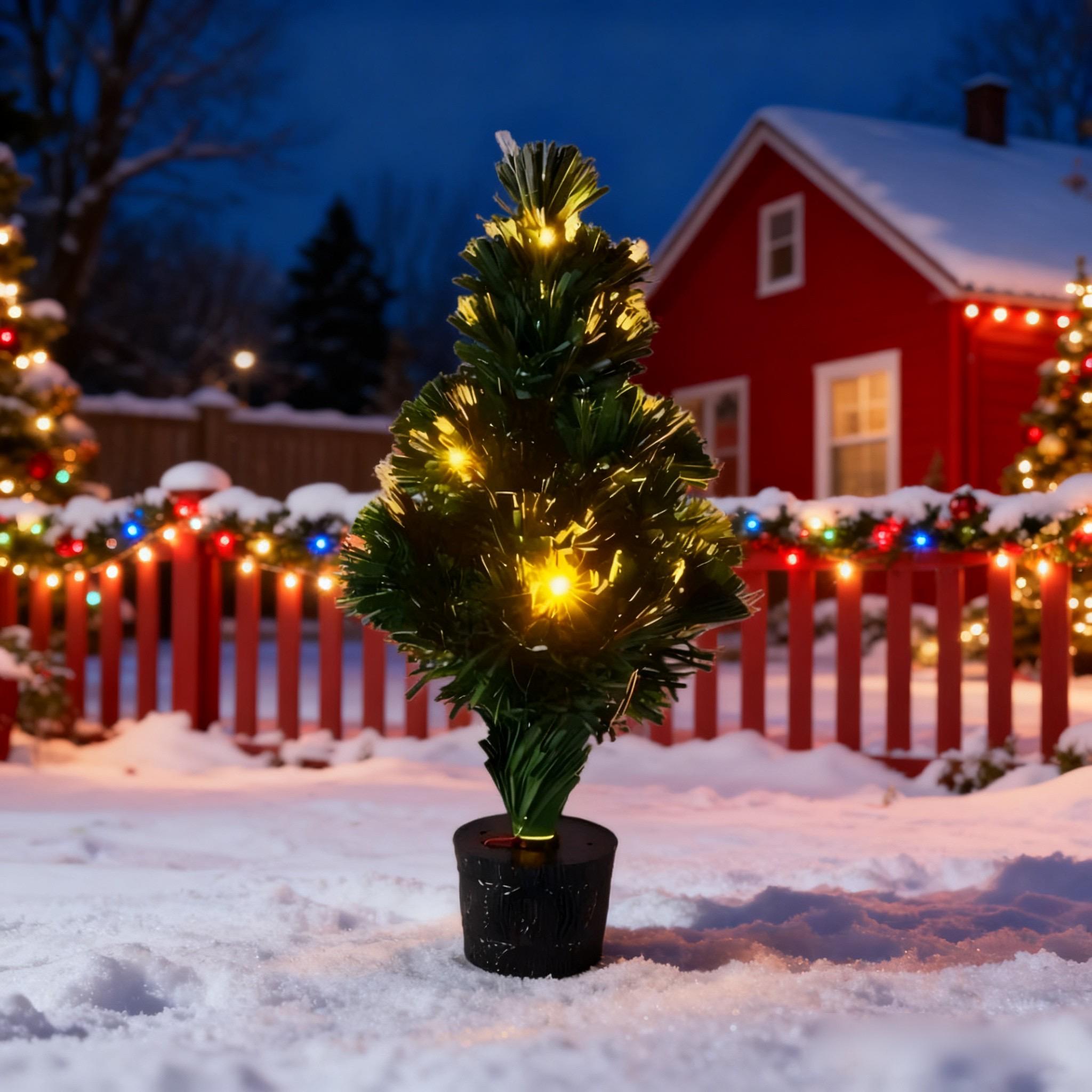 45cm White Fibre Optic Christmas Tree with LED Lights, Battery & USB Powered, Pre-Lit Tabletop Decor for Xmas Holiday