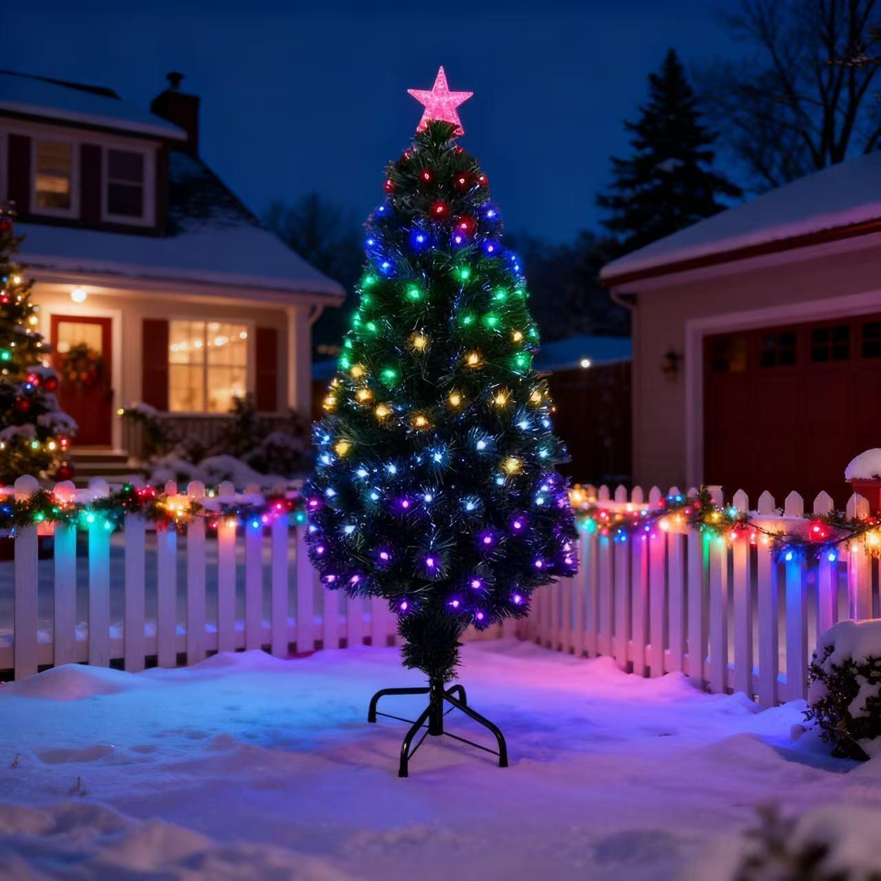 120cm Large Fibre Optic Christmas Tree with Lights 8 Lighting Modes Memory Function Battery USB Powered for Home Decor