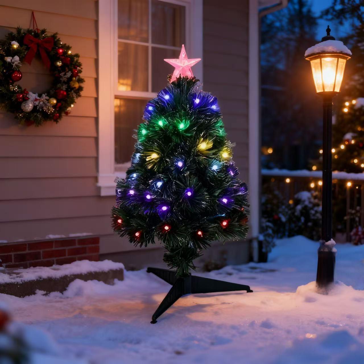 60cm Colourful Fibre Optic Christmas Tree RGB 8 Lighting Modes Memory Function Battery USB Powered for Home Party Decor