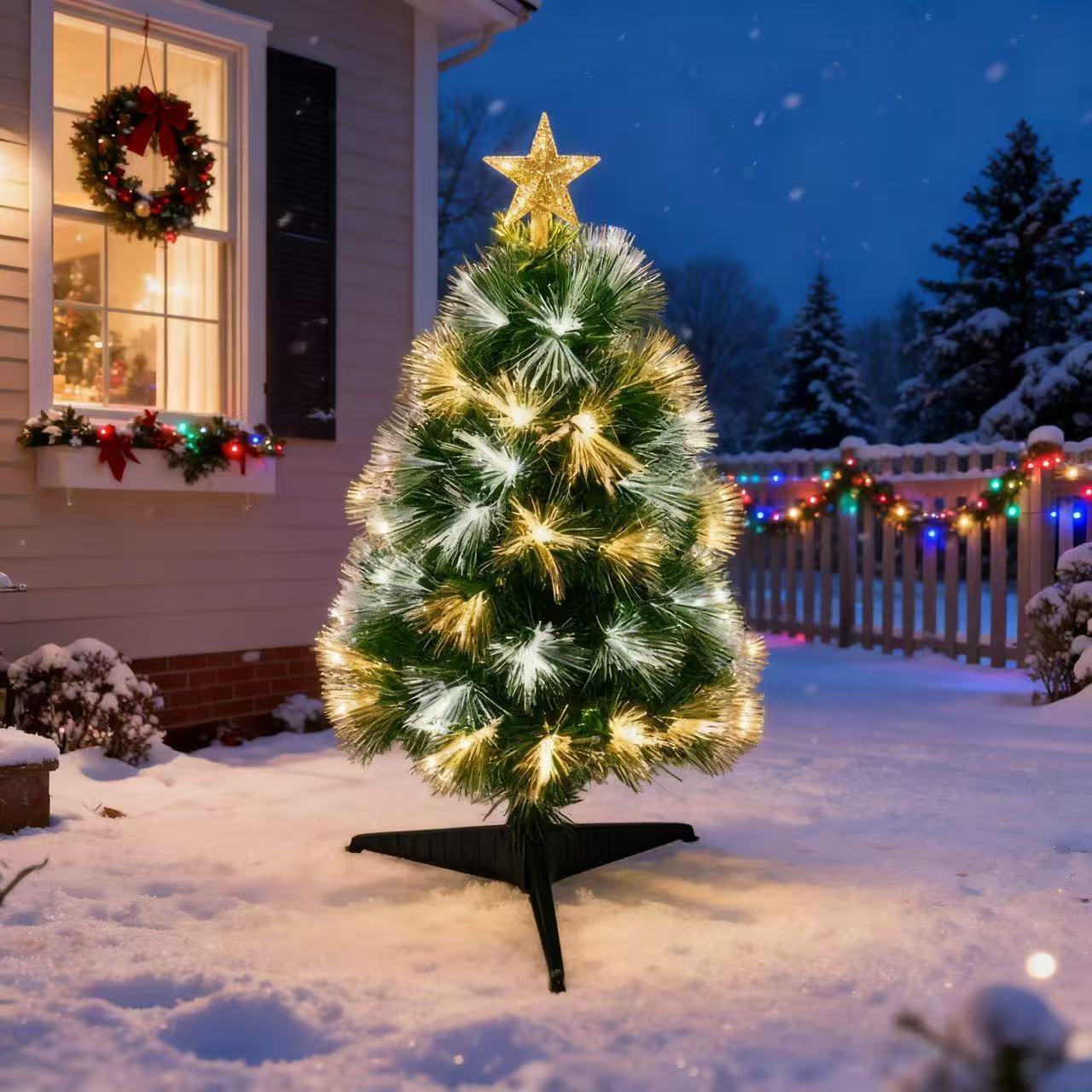 60cm Colourful Fibre Optic Christmas Tree RGB 8 Lighting Modes Memory Function Battery USB Powered for Home Party Decor