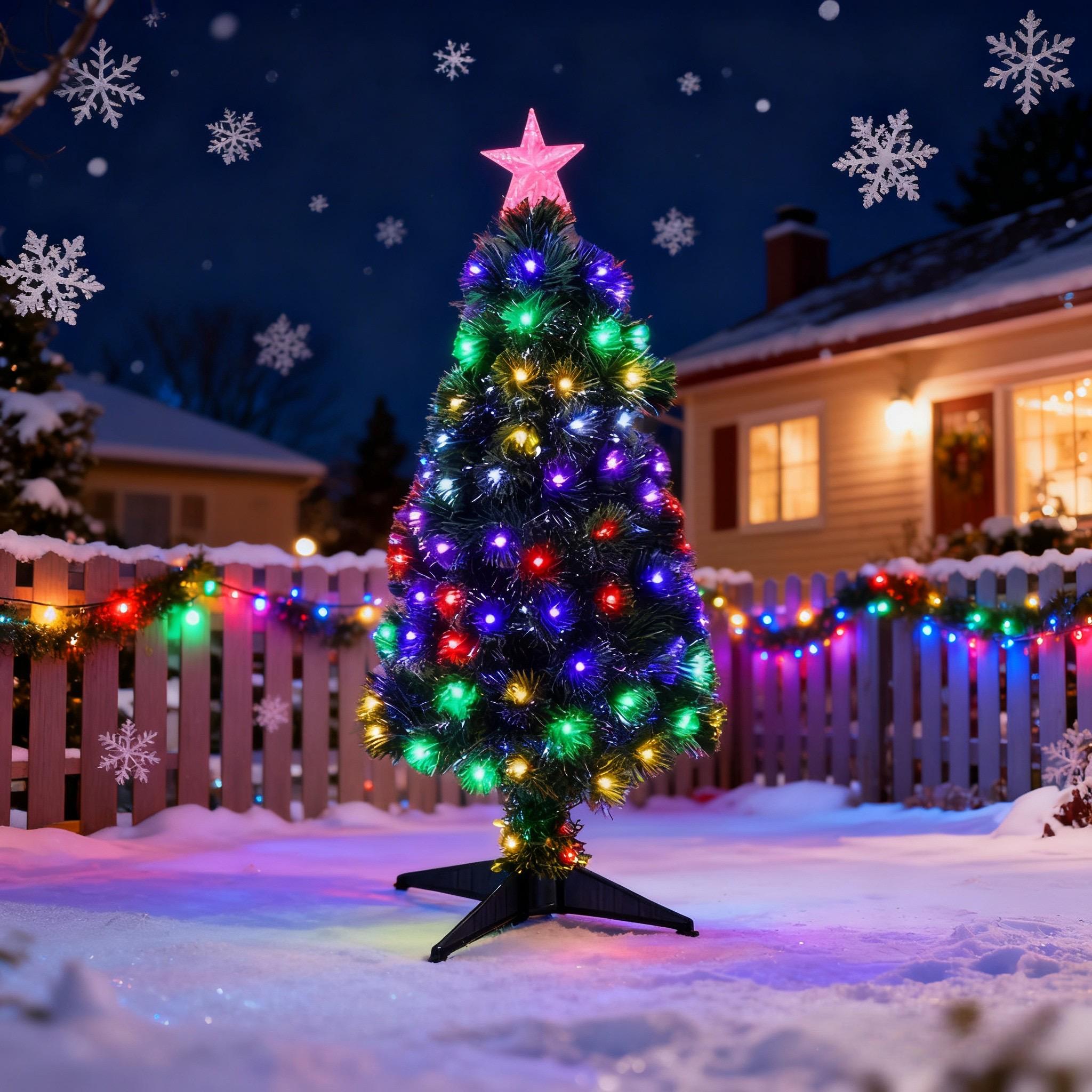 90cm Large RGB Fibre Optic Christmas Tree 8 Lighting Modes Memory Function Battery USB Powered for Home Party Decor