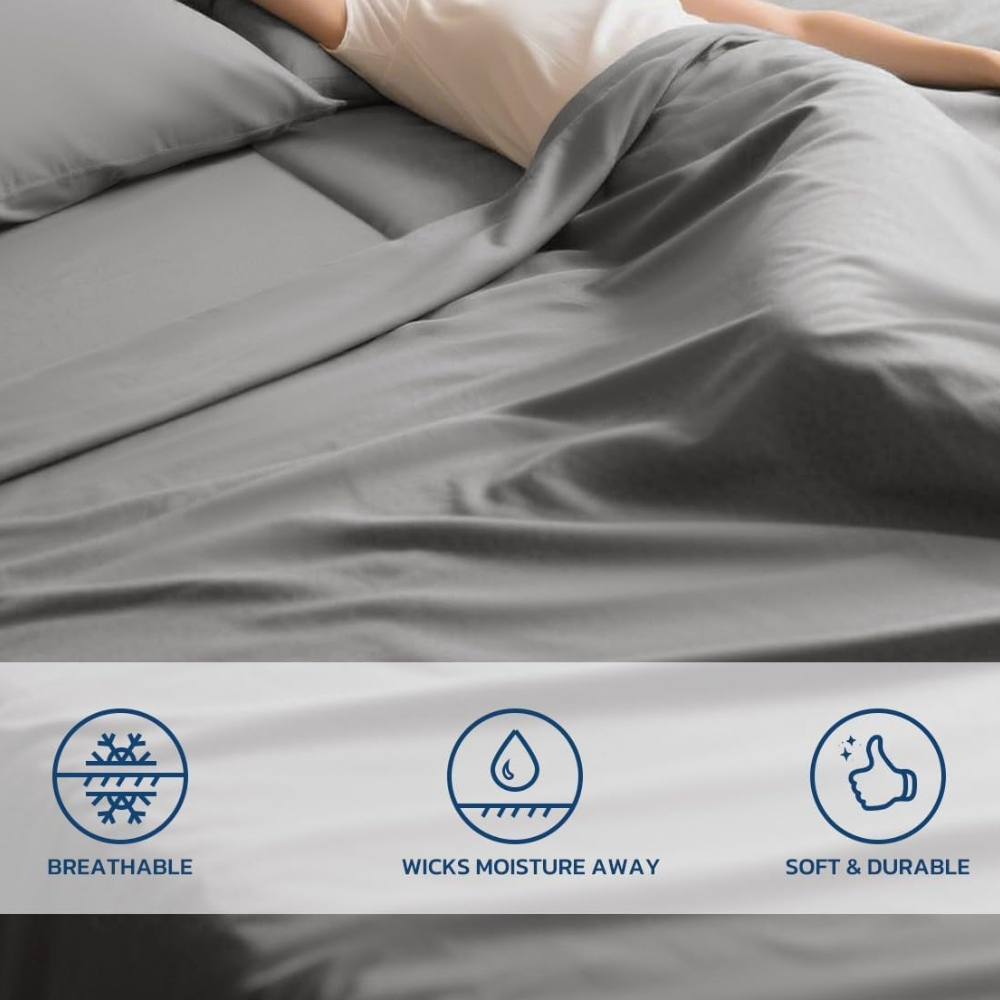 Comfort Split King Sheet Set  Wrinkle Free Microfiber, Dual Fitted Sheets