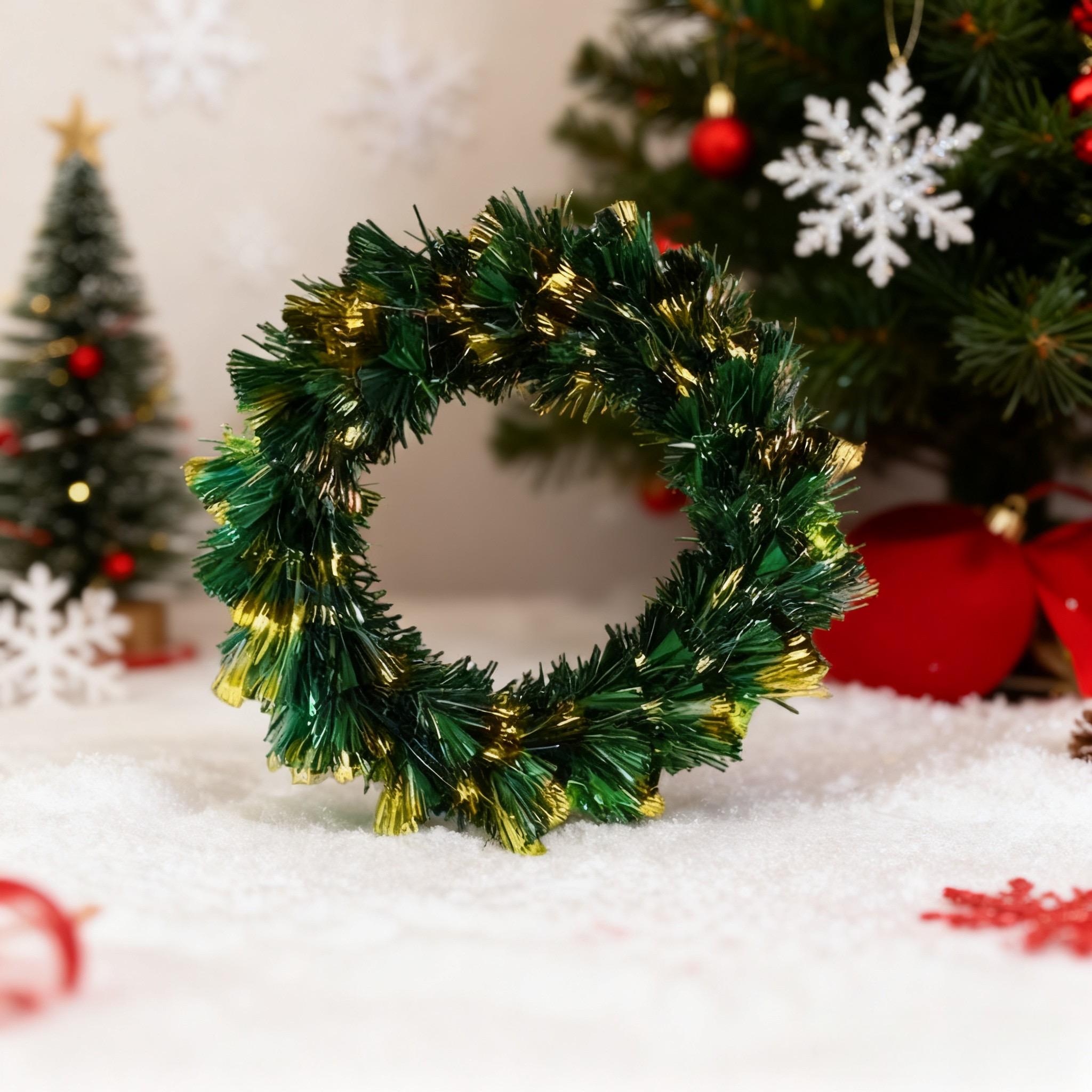 50cm Fibre Optic Christmas Wreath with LED Lights 8 Lighting Modes Battery USB Powered for Door Wall Decor