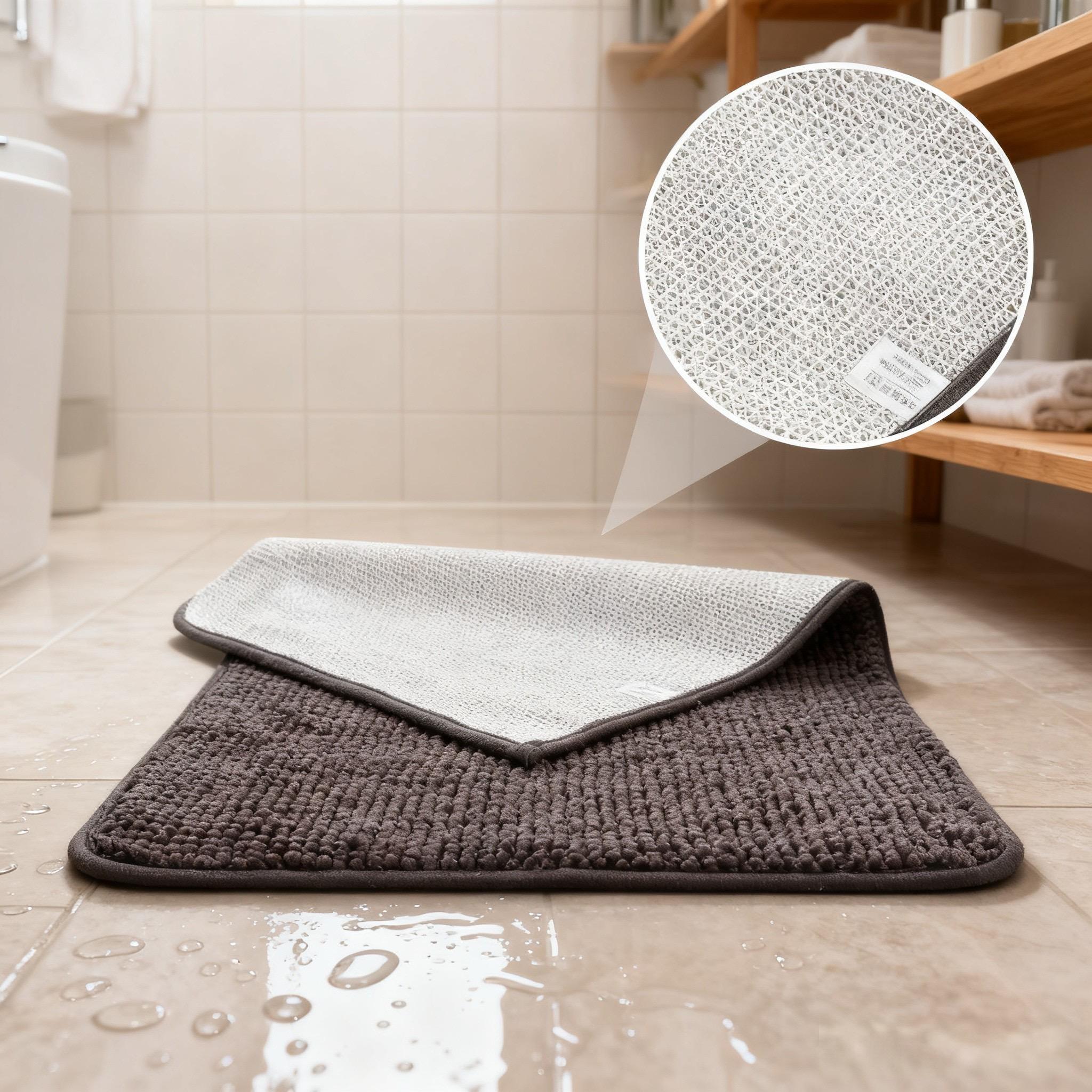 Luxury Chenille Bath Mat | Super Absorbent, Quick-Dry & Non-Slip | 80x50CM Shower Rug in Charcoal