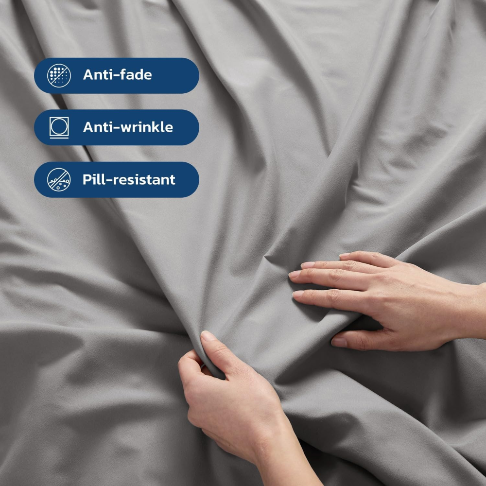 Comfort Split King Sheet Set  Wrinkle Free Microfiber, Dual Fitted Sheets