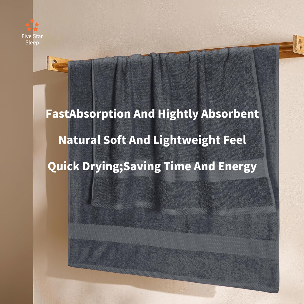 Softouch 4 PCS Ultra Light Quick Dry Premium Cotton Bath Towel Set 500GSM Charcoal