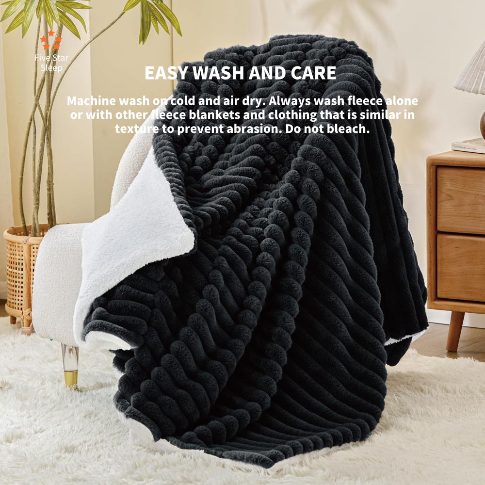 Stripe Flannel Sherpa Blanket/Comforter Set