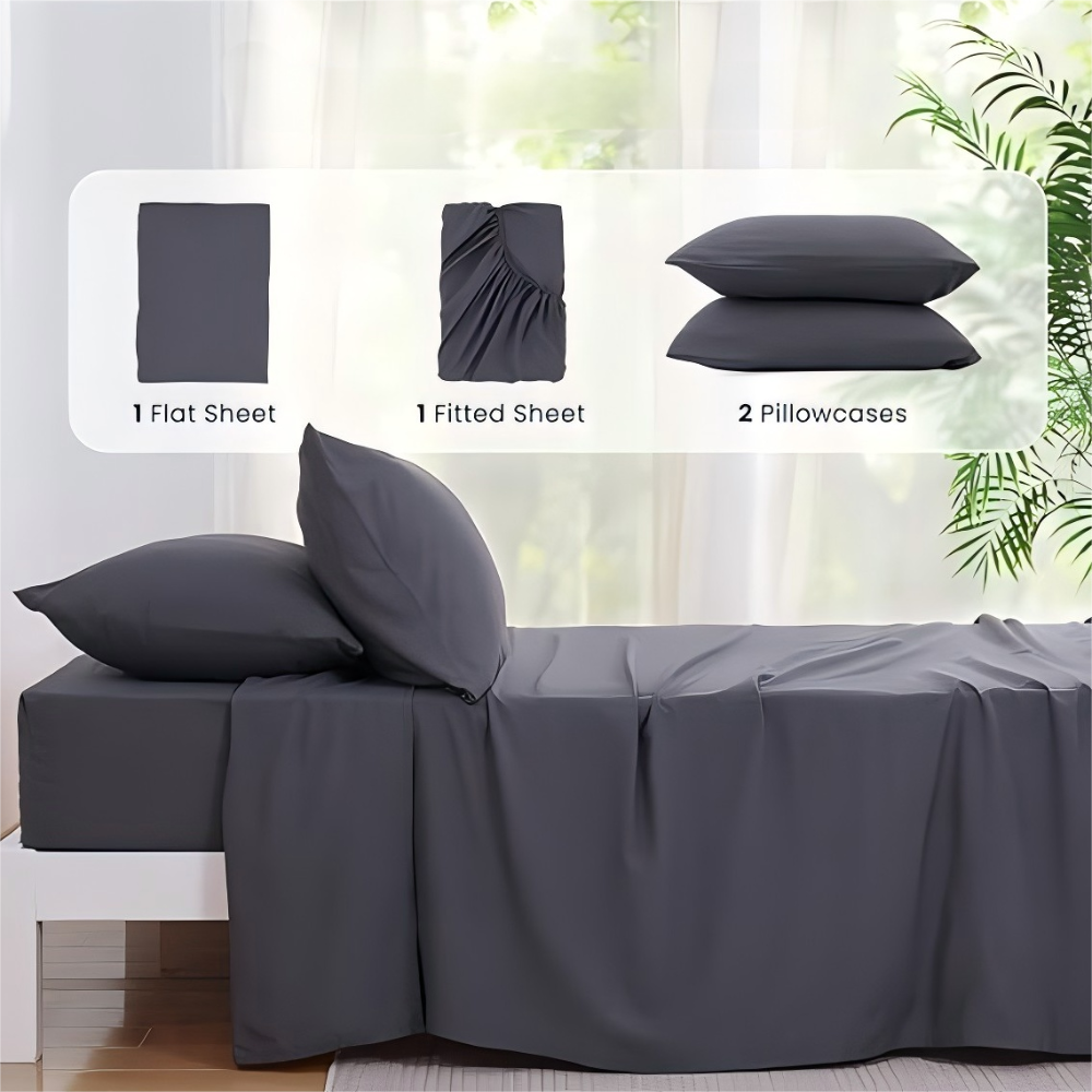 Amor Luxurious Linen Cotton Sheet Sets Flat Fitted Sheet Pillowcases