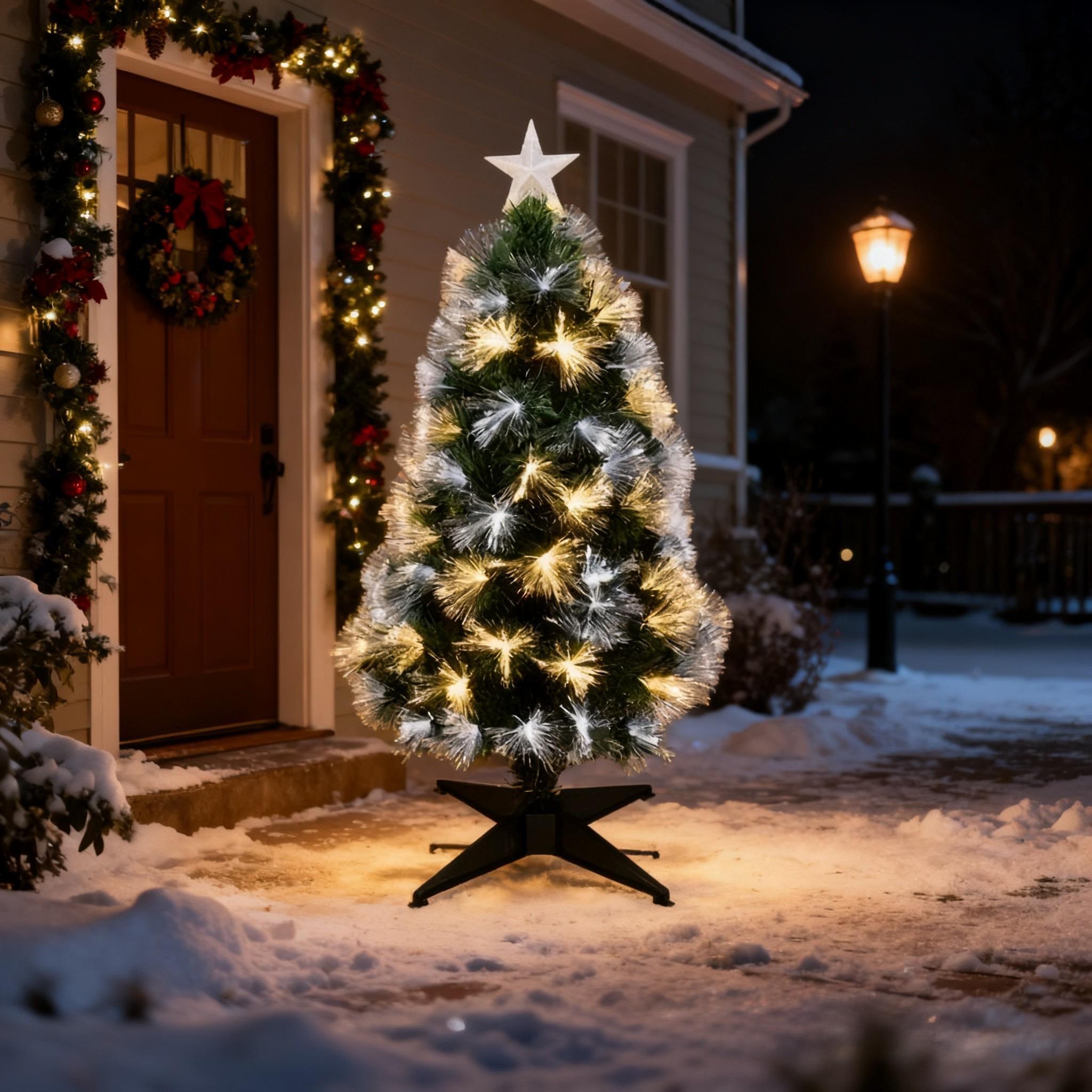 120cm Large Fibre Optic Christmas Tree with Lights 8 Lighting Modes Memory Function Battery USB Powered for Home Decor